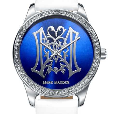 Tattoo Reloj de mujer Tatoo con correa blanca y esfera azul