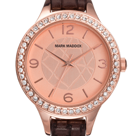 Pink Gold Reloj de mujer Mark Maddox correa marrón