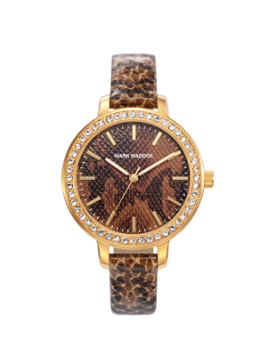 Animal Print Mark Maddox women's watch with brown strap