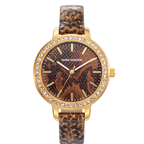 Animal Print Mark Maddox women's watch with brown strap