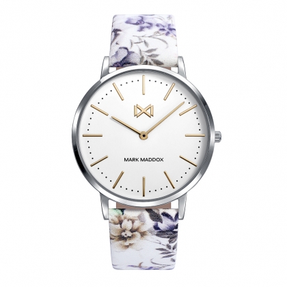 Reloj de Mujer Mark Maddox Greenwich tres agujas de acero y correa de piel sintética con estampado floral