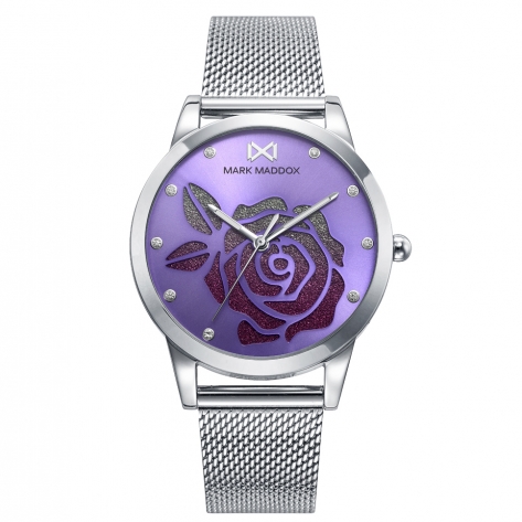 Tooting Reloj de mujer Tooting de esfera violeta con flor en glitter multicolor