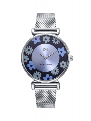Midtown Reloj de mujer Midtown de esfera azul con bisel interno de flores