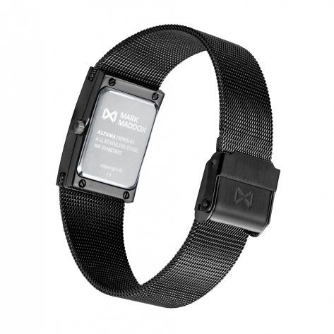 Alfama Reloj Mark Maddox de mujer caja de acero Ip negro con malla milanesa de acero Ip negro, movimiento cuarzo