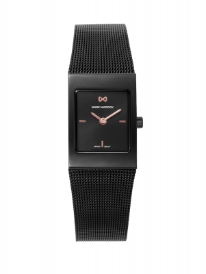 Alfama Reloj Mark Maddox de mujer caja de acero Ip negro con malla milanesa de acero Ip negro, movimiento cuarzo