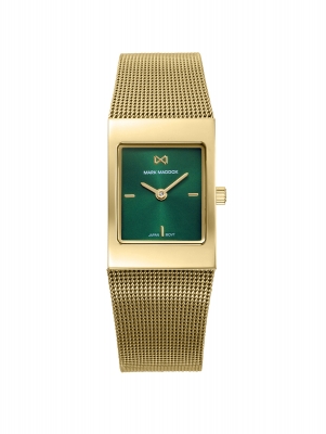 Alfama Reloj Mark Maddox de mujer caja de acero Ip dorado con malla milanesa de acero Ip dorado, movimiento cuarzo