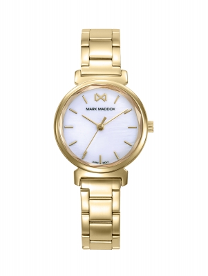 Alfama Reloj Mark Maddox de mujer caja de acero Ip dorado, brazalete de acero Ip dorado, movimiento cuarzo