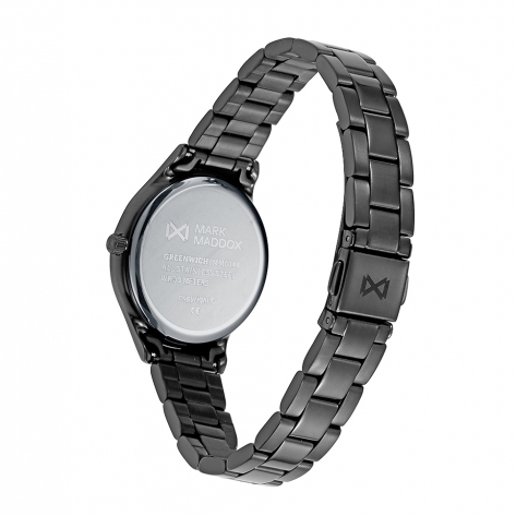 Greenwich Reloj Mark Maddox de mujer caja de acero Ip negro , brazalete de acero Ip negro, movimiento cuarzo