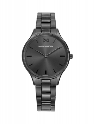 Greenwich Reloj Mark Maddox de mujer caja de acero Ip negro , brazalete de acero Ip negro, movimiento cuarzo