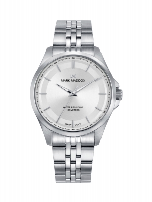 Marais Orologio da donna in acciaio, quadrante argento, bracciale in metallo e impermeabilità 10 ATM