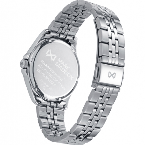 Marais Relógio de mulher com caixa bicolor em aço e IP rosa, esfera verde e bracelete em aço. Design atual com resistência à água de 10 ATM