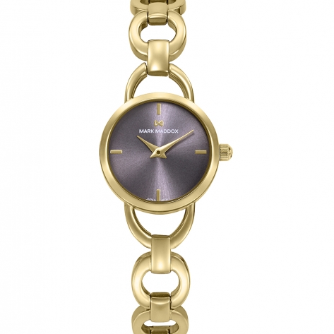 Shibuya Reloj Mark Maddox de mujer caja de acero Ip dorado , brazalete de acero sólido Ip dorado, movimiento cuarzo