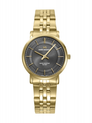 Greenwich Reloj Mark Maddox de mujer caja de acero Ip dorado,5 Atm , brazalete de acero Ip dorado, movimiento cuarzo