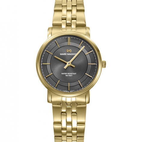 Greenwich Reloj Mark Maddox de mujer caja de acero Ip dorado,5 Atm , brazalete de acero Ip dorado, movimiento cuarzo
