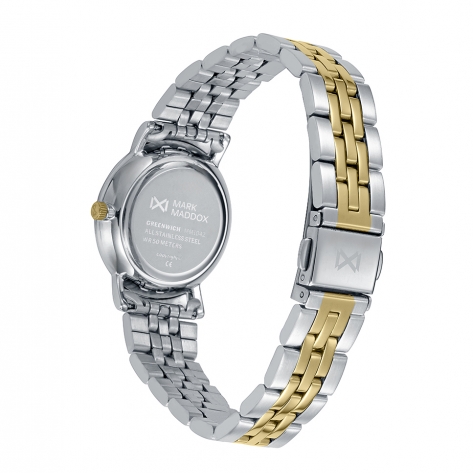 Greenwich Reloj Mark Maddox de mujer caja bitono de acero e Ip dorado,5 Atm , brazalete bitono de acero e Ip dorado , movimiento cuarzo