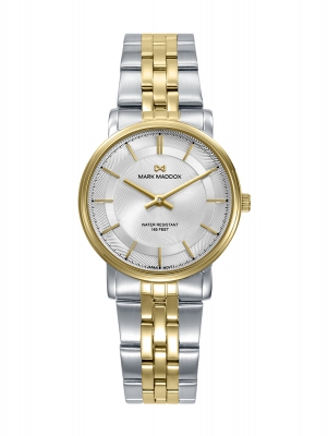 Greenwich Reloj Mark Maddox de mujer caja bitono de acero e Ip dorado,5 Atm , brazalete bitono de acero e Ip dorado , movimiento cuarzo