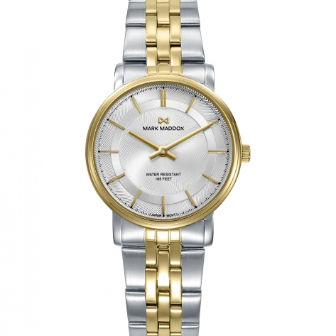 Greenwich Reloj Mark Maddox de mujer caja bitono de acero e Ip dorado,5 Atm , brazalete bitono de acero e Ip dorado , movimiento cuarzo