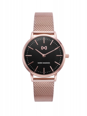 Greenwich Mark Maddox Greenwich women's watch in stainless steel with pink IP and black dial