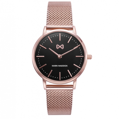 Greenwich Mark Maddox Greenwich women's watch in stainless steel with pink IP and black dial