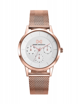 Northern Reloj de mujer Northern multifunción de acero ip rosa y malla milanesa