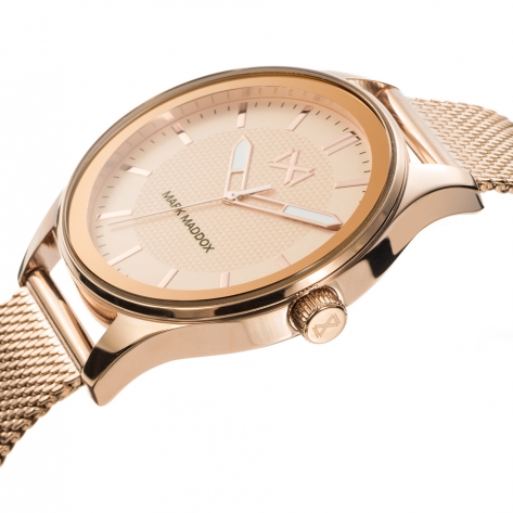Midtown Women's Watch Mark Maddox Midtown three hands in pink IP steel and milanese mesh