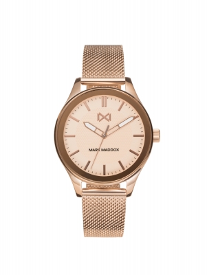Midtown Reloj de mujer Midtown tres agujas de acero ip rosa y malla milanesa