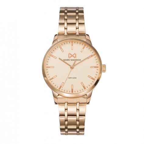 Canal Women's Watch Mark Maddox Channel three hands steel IP pink and bracelet
