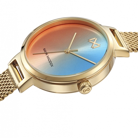 Tooting Women's Watch Mark Maddox Tooting three hands steel watch with gold IP and milanese mesh