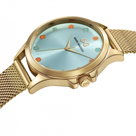 Tooting Women's Watch Mark Maddox Tooting three hands steel watch with gold IP and milanese mesh