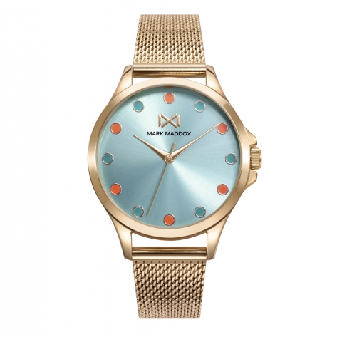 Tooting Women's Watch Mark Maddox Tooting three hands steel watch with gold IP and milanese mesh