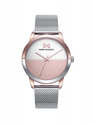 Catia Women's Watch Mark Maddox Catia three hands steel watch with pink IP and milanese mesh