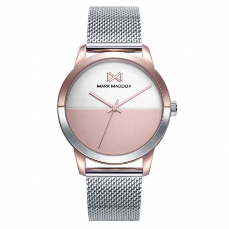 Catia Women's Watch Mark Maddox Catia three hands steel watch with pink IP and milanese mesh