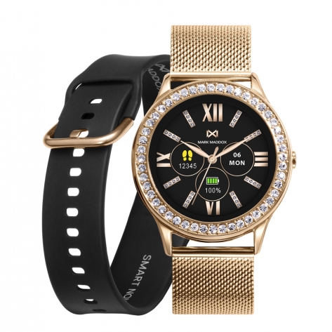 Smart Now · Smart Watches Smartwatch de hombre Smartnow de aluminio en ip dorado con piedras en bisel y correa de silicona