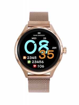 Smart Now · Smart Watches Reloj Smart de metal en Ip rosa y malla milanesa