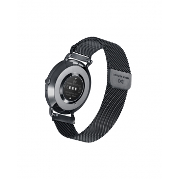 Reloj Smart caja de metal negra  con malla milanesa de acero Ip negro - MS2002-50