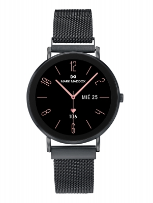Smart Now · Smart Watches Reloj Smart caja de metal negra  con malla milanesa de acero Ip negro