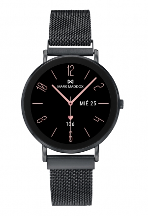 Smart Now · Smart Watches Reloj Smart caja de metal negra  con malla milanesa de acero Ip negro