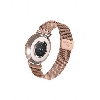 Reloj Smart caja de metal rosado con malla milanesa de acero Ip rosa - MS2002-70