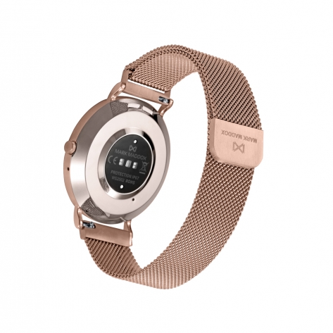 Smart Now · Smart Watches Reloj Smart caja de metal rosado con malla milanesa de acero Ip rosa