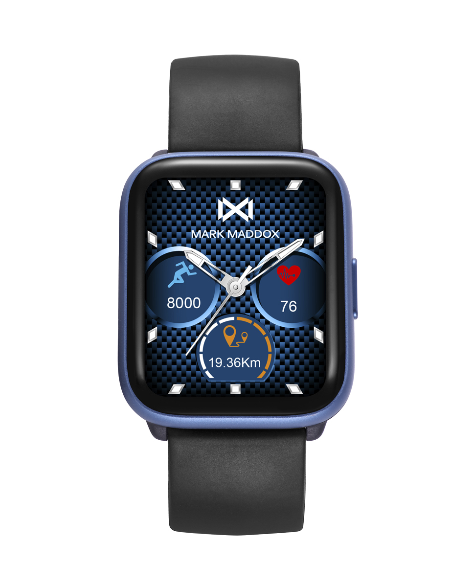 Reloj Smart Aluminio azul con correa de silicona negra
