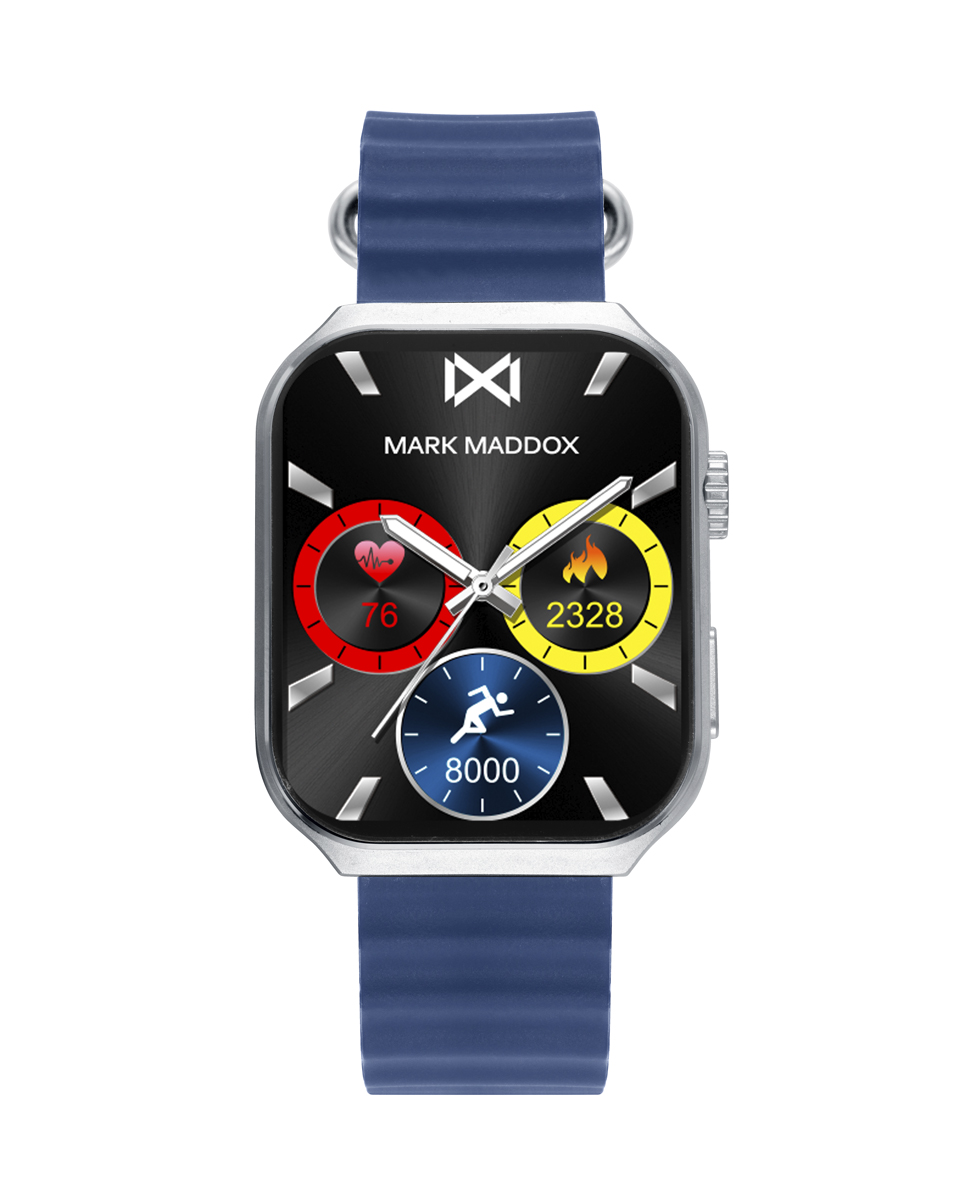 Reloj Smart de metal y correa de silicona azul