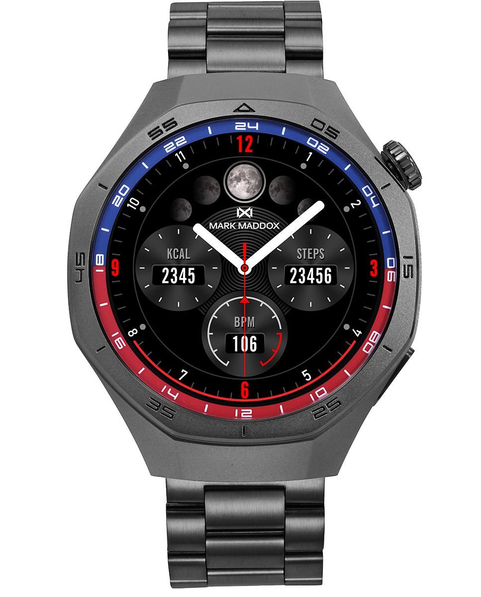 Reloj Smart caja de metal negra con brazalete de acero negro